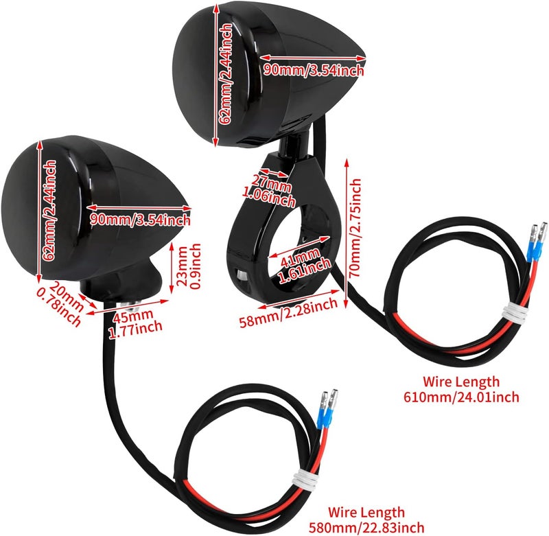 CARGLETRUE LED Turn Signal Light Indicator Blinker 39mm 41mm Fork Clamp Front Rear Fit For Harley Sportster XL 1200 883 (All Black) - Image 3